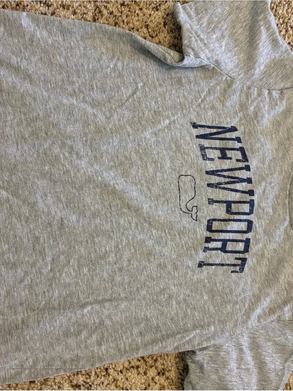 Vineyard Vines Heather Gray Tee with Navy 'NEWPORT' Print